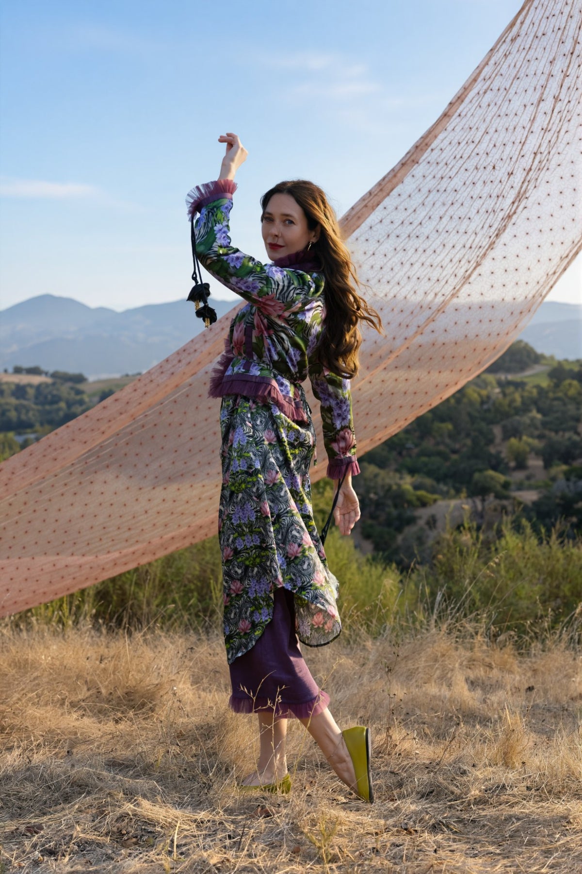 The Pallava print on model in the field
