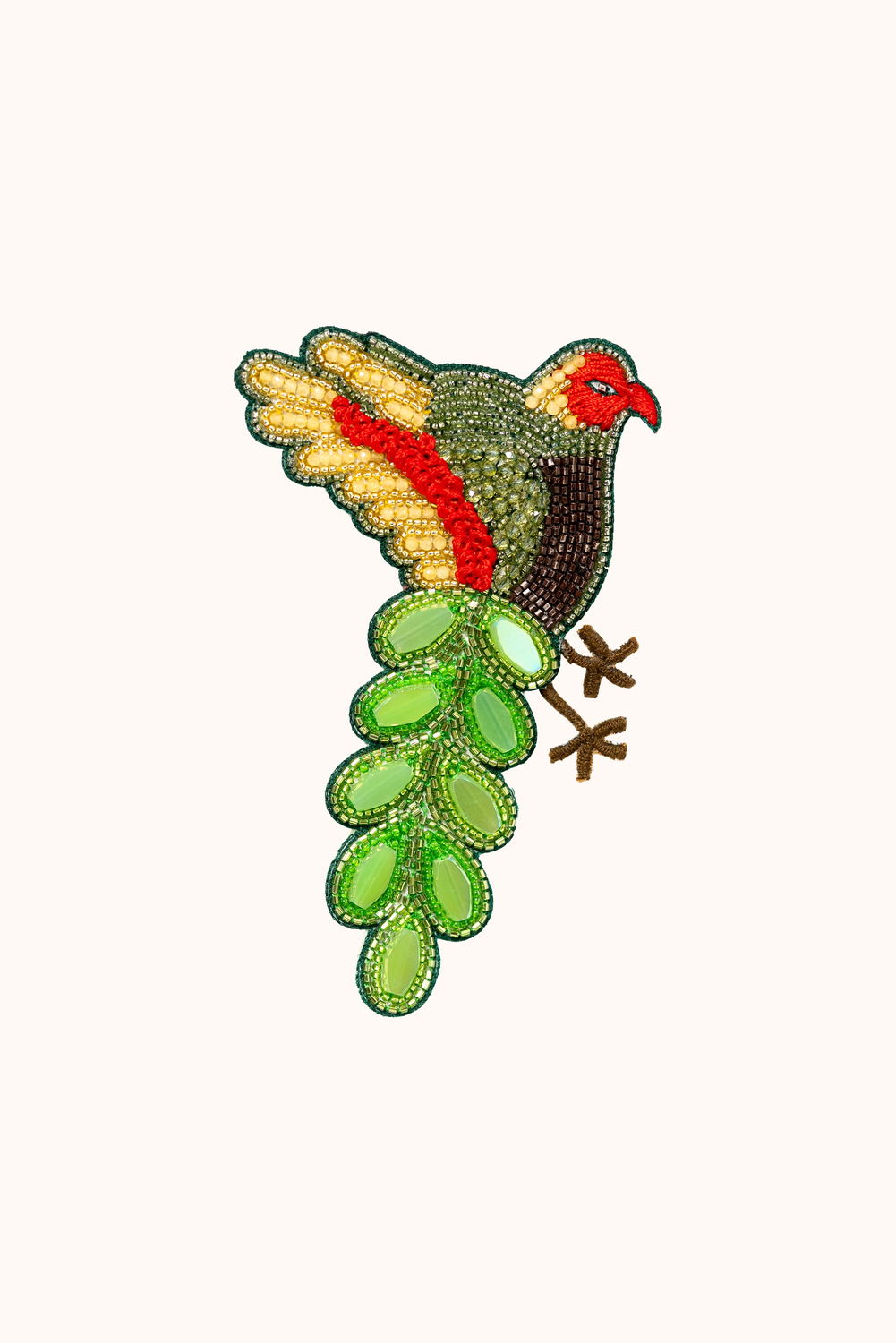 Brooch Embroidered Parakeet Maya