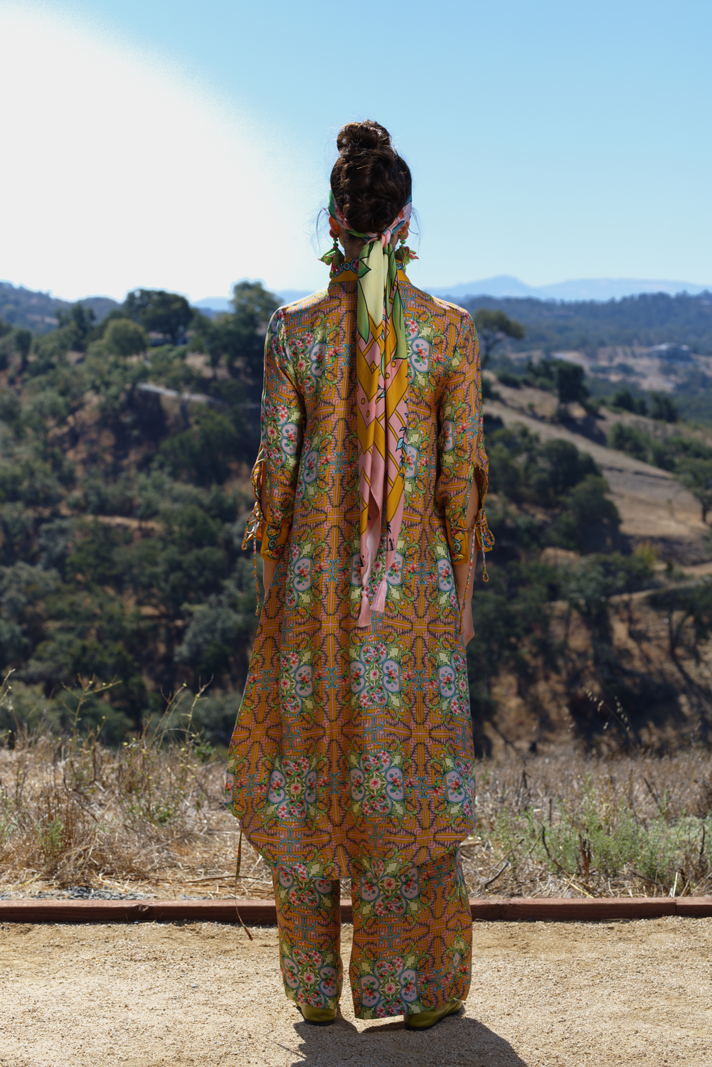 Cherry Blossom Print Silk Midi Shirtdress, Keli