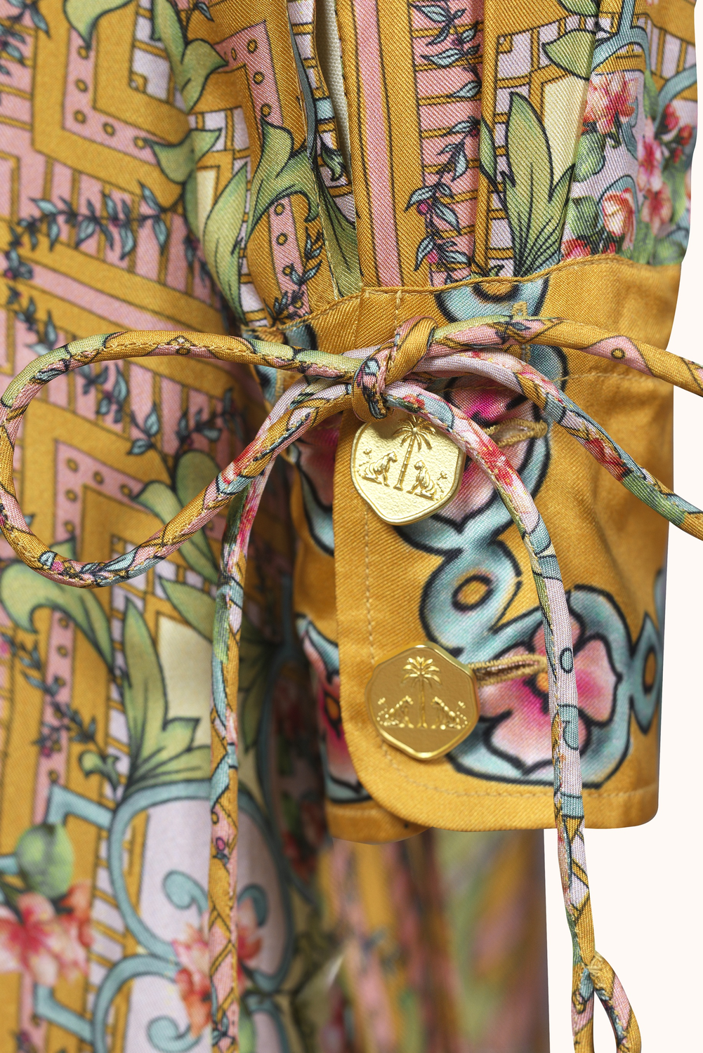 Cherry Blossom Print Silk Midi Shirtdress, Keli