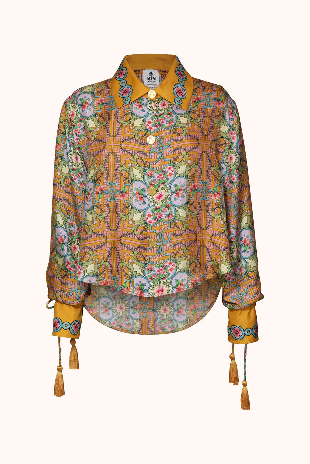 Cherry Blossom Print Silk Shirt, Keli