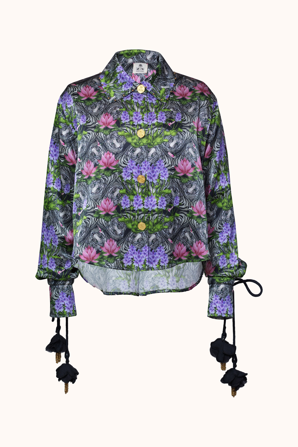 Lotus, Water Hyacinth and Tiger Printed Blouse, Pallava