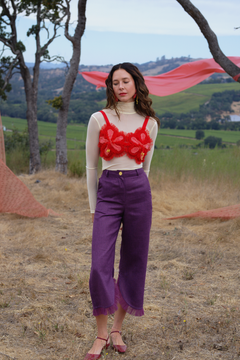 Plum Linen Pant Asymmetrical, Vilasa