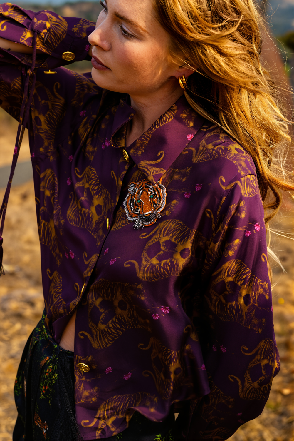 Shanti Beaded Tiger Brooch
