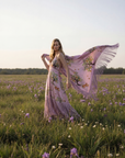 Lilac Shanti Tiger Backless Fringe Dress