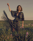 The Black Tiger Fringe Cape with Embellishments