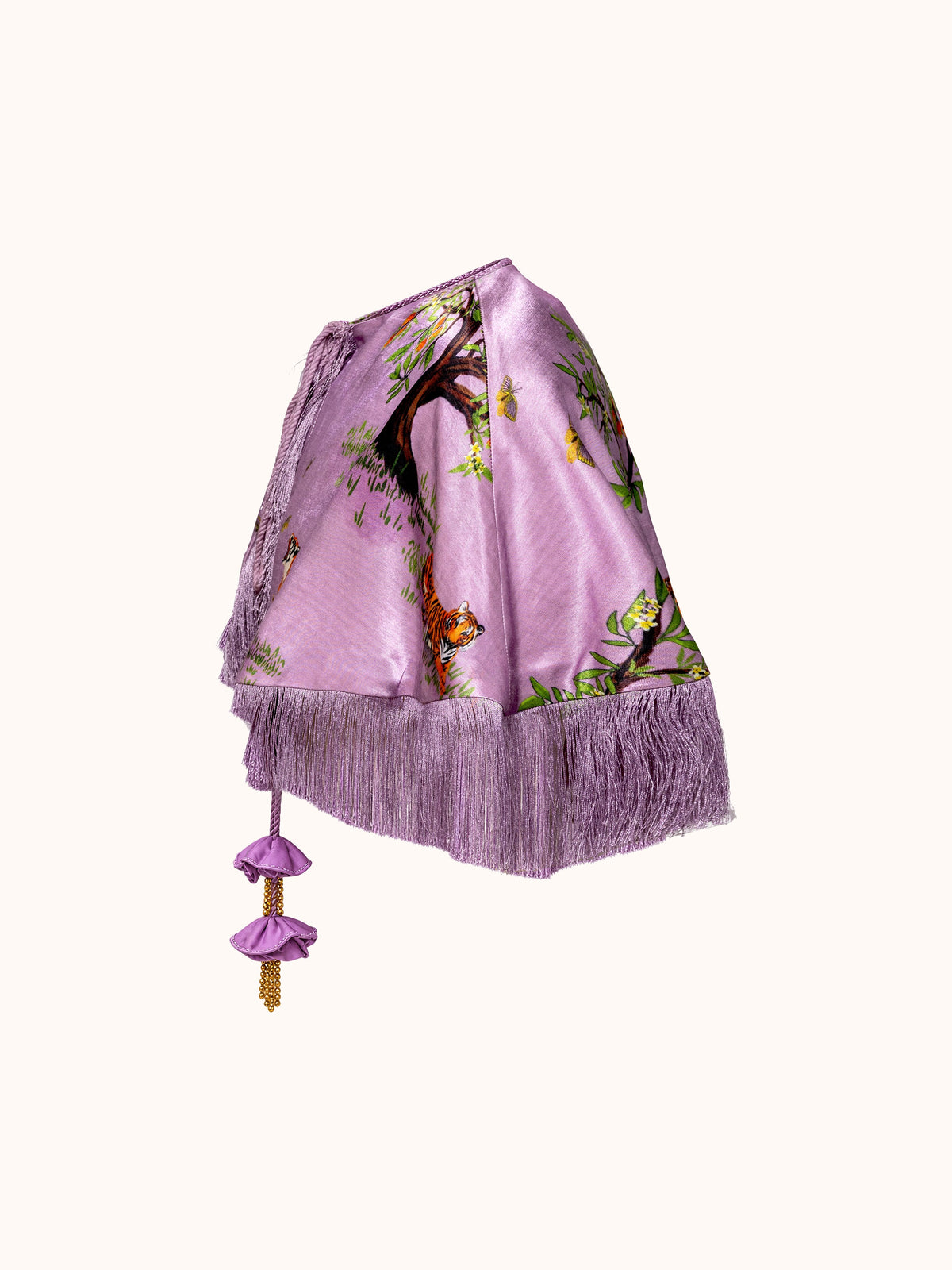 Ashaki Lilac Shanti Tiger Fringe Cape - ghost mannequin side