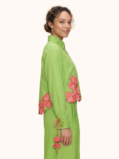 Prana Bloom Green Embroidered Linen Shirt