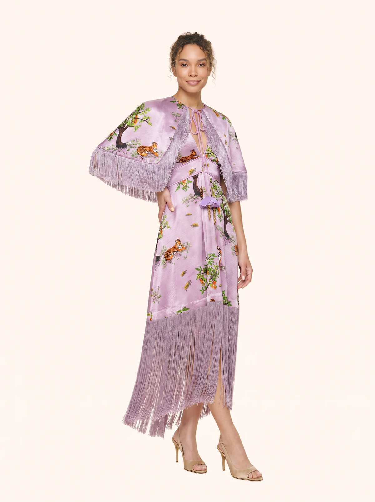 Lilac Shanti Tiger Fringe Cape
