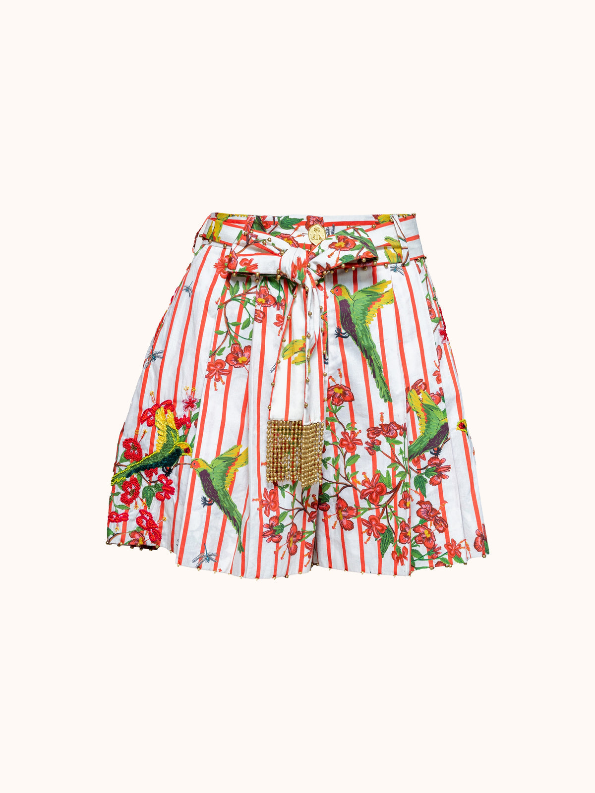 Ashaki The Maya Striped Cotton Short - ghost mannequin front