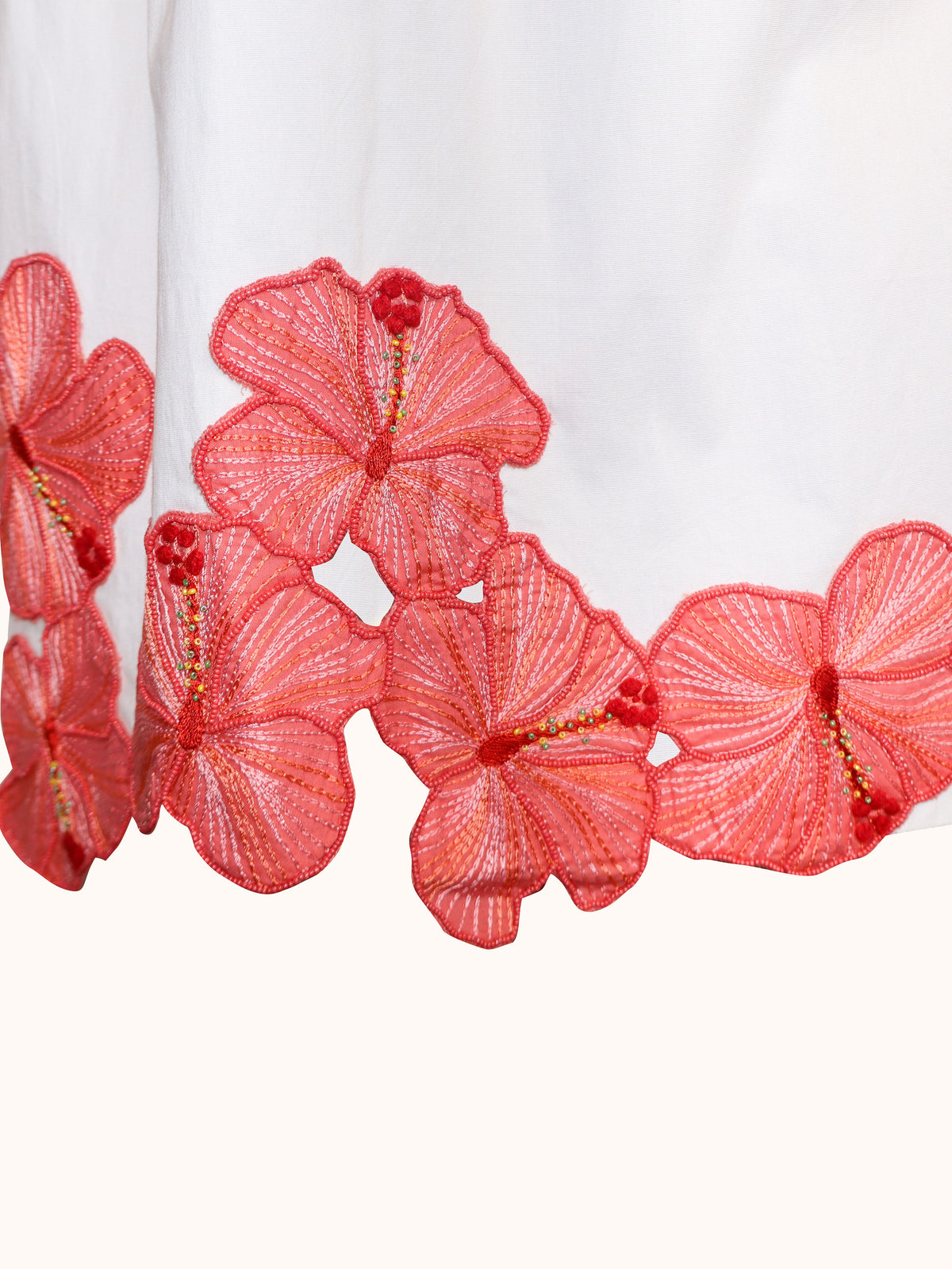 Ashaki The Prana Bloom White Cotton Skirt - ghost mannequin detail