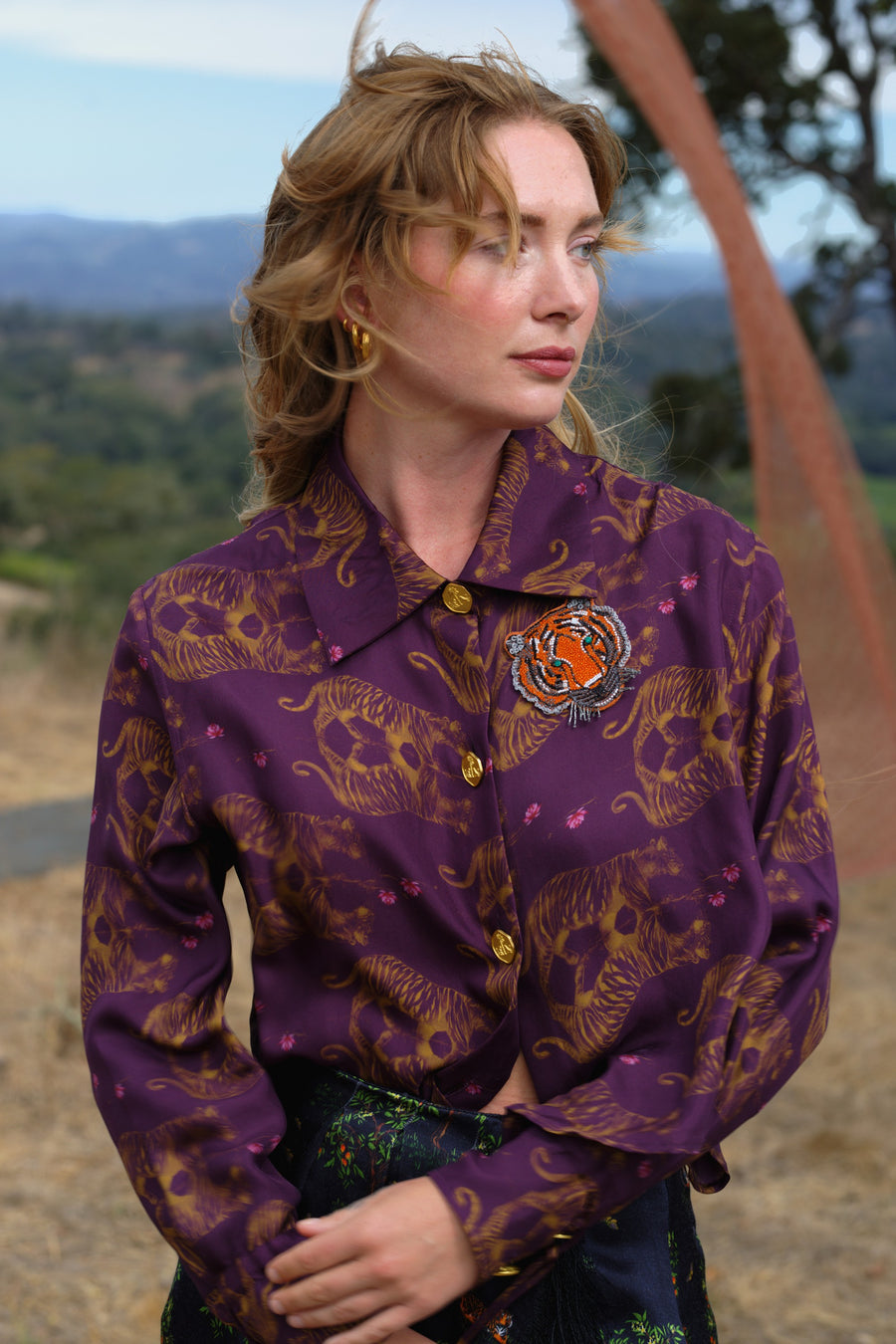 Tarala printed silk shirt, campaign look 11