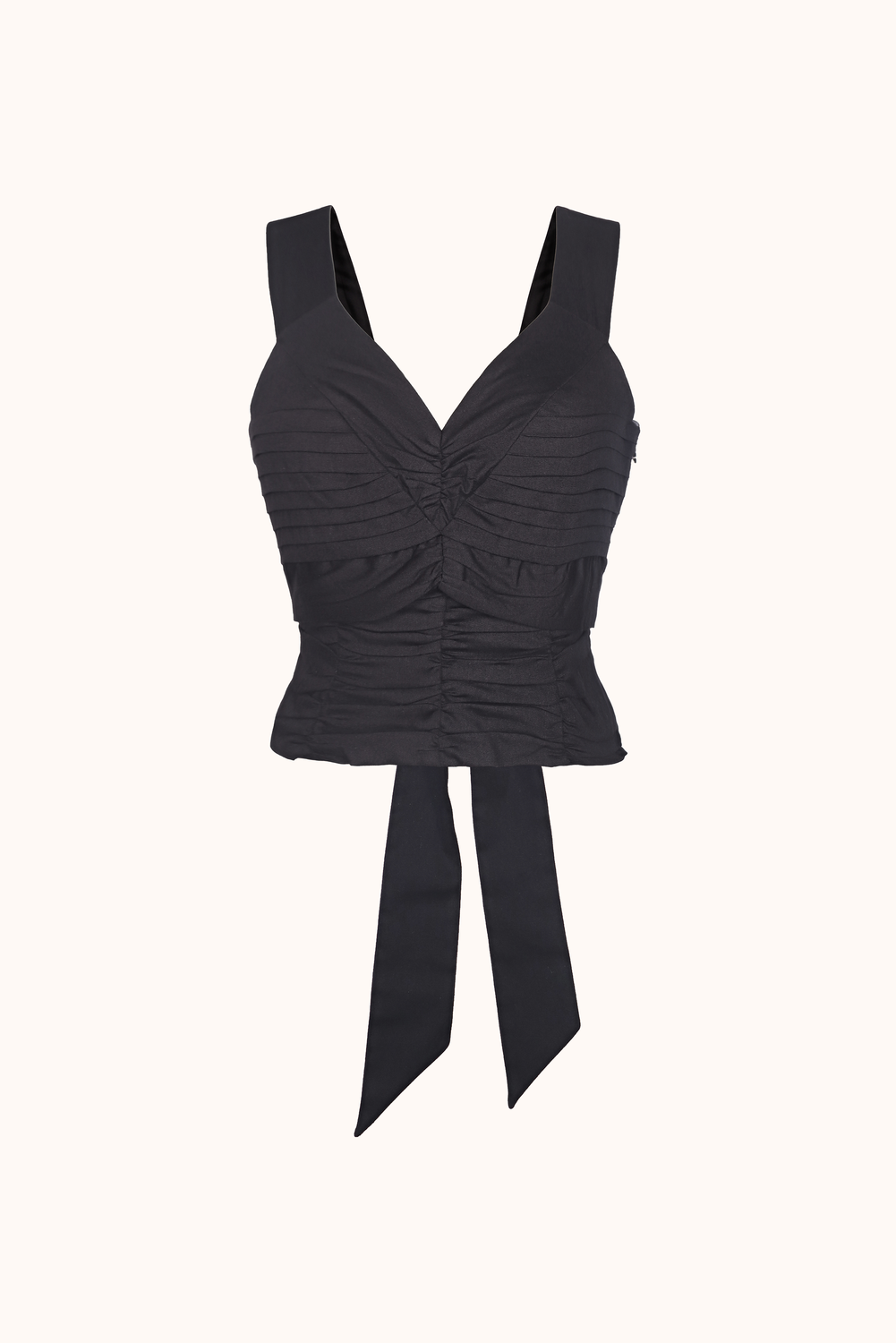 Adhara Black Pleated Sleeveless Top