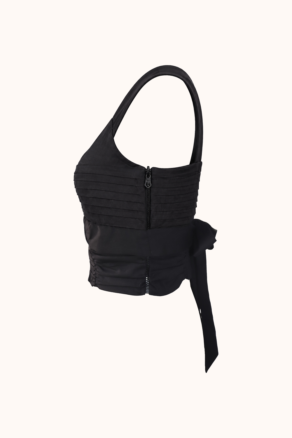 Adhara Black Pleated Sleeveless Top