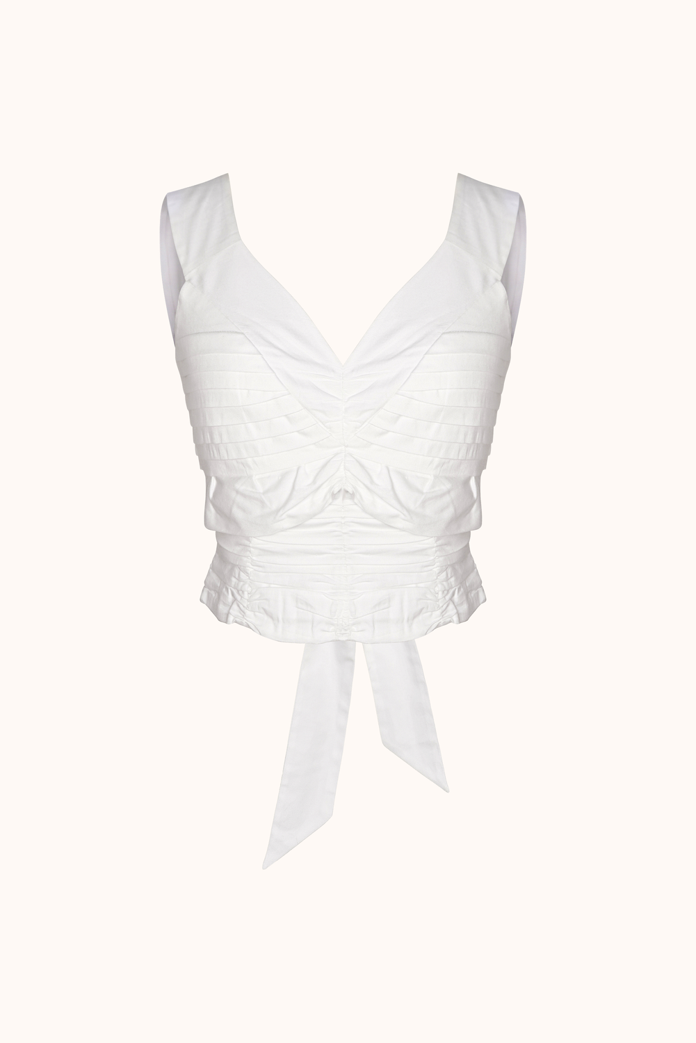 Adhara White Pleated Sleeveless Top