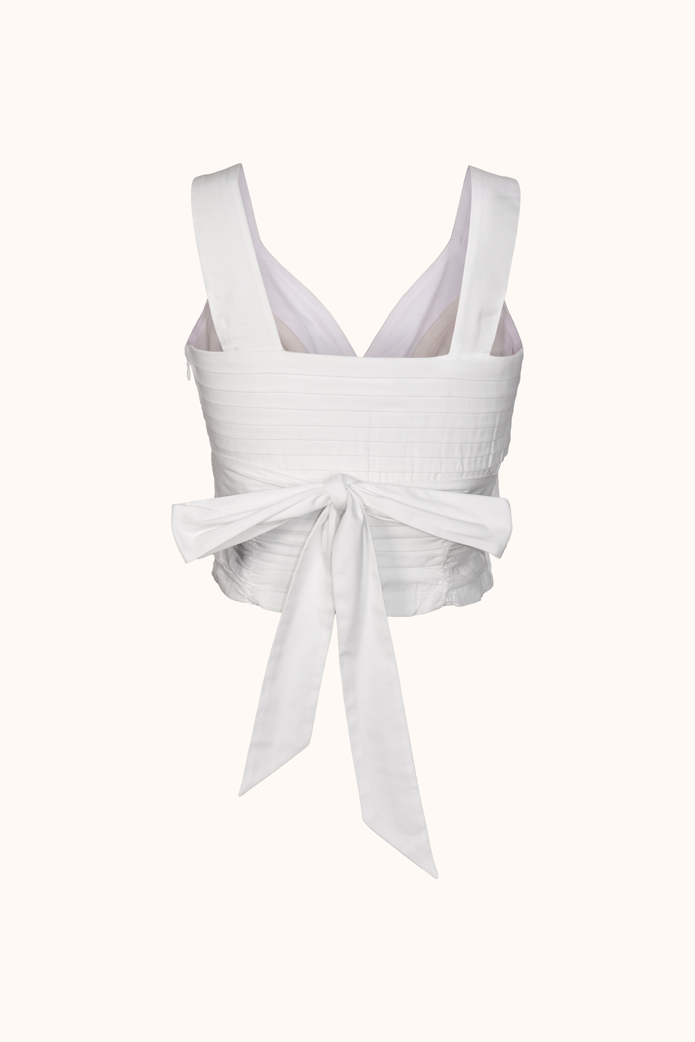 Adhara White Pleated Sleeveless Top