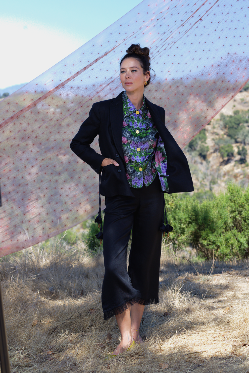 Black Linen Pant Asymmetrical, Vilasa