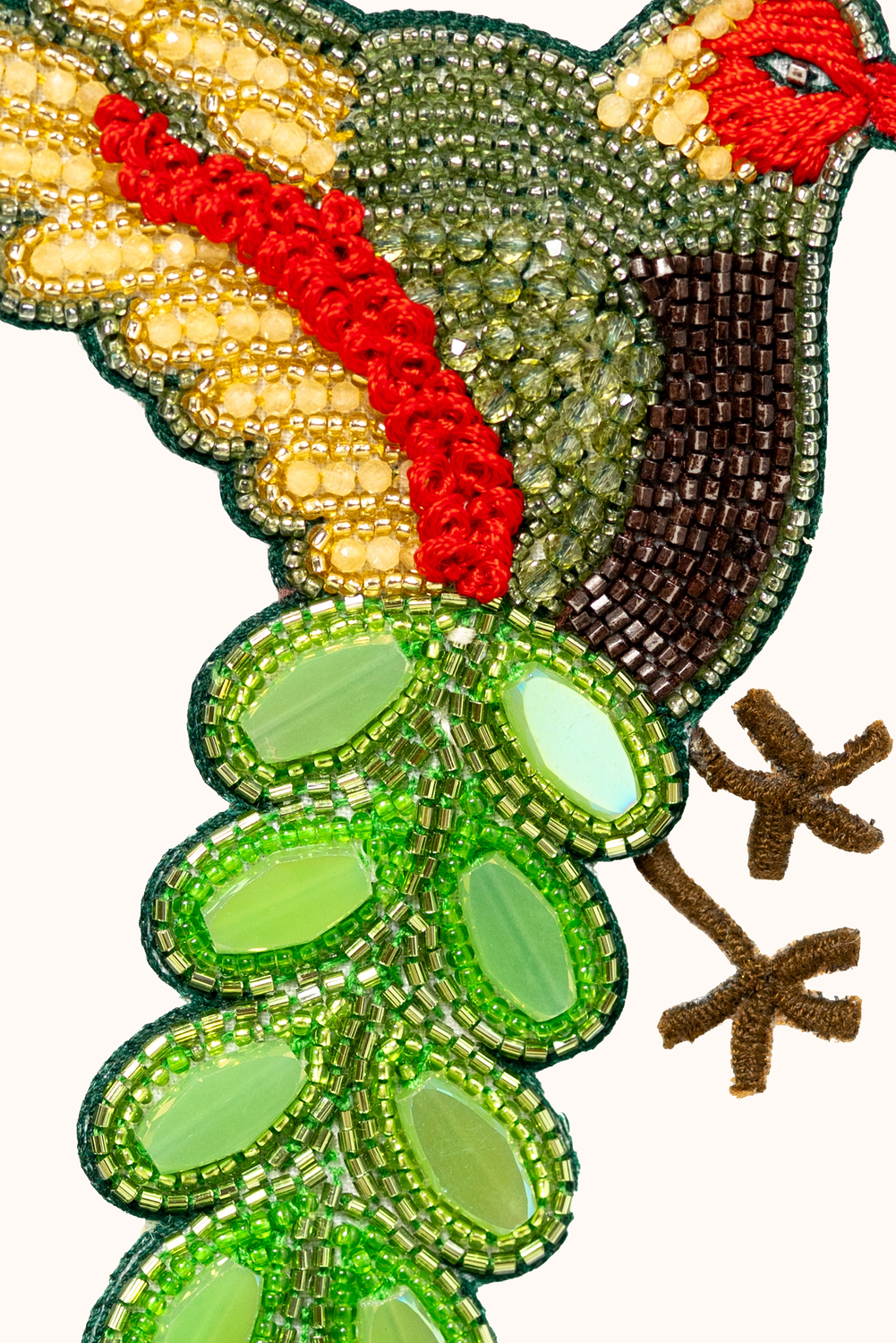 Brooch Embroidered Parakeet Maya