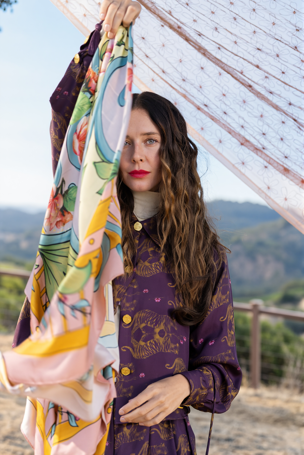 Cherry Blossom Print Silk Scarf, Keli