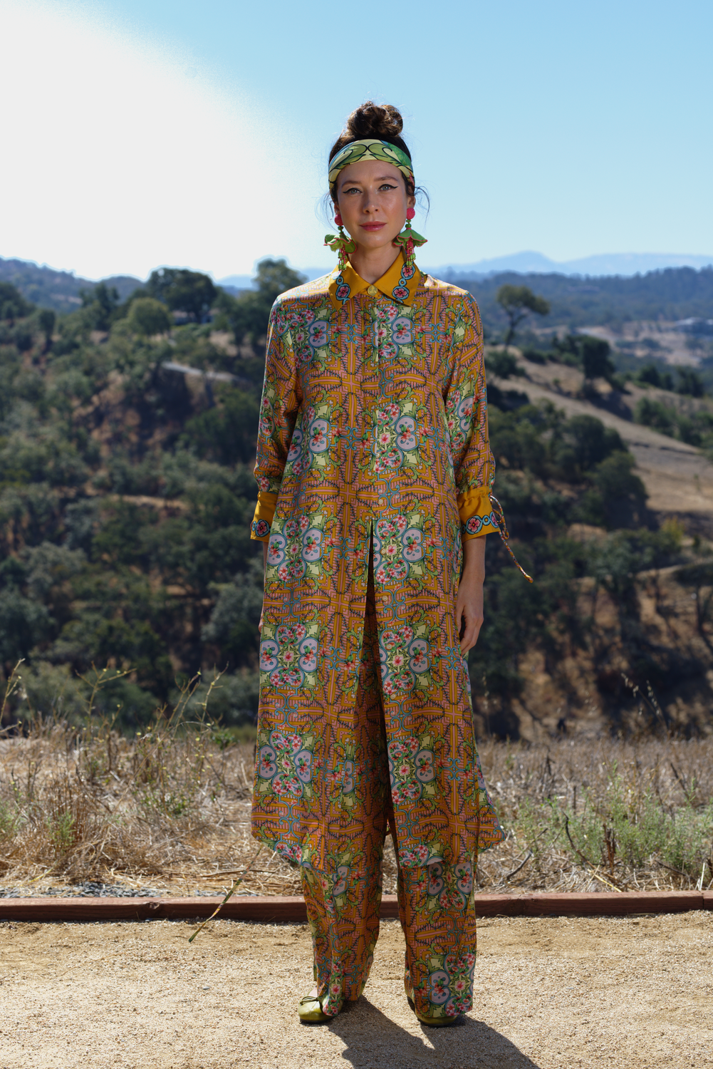 Cherry Blossom Print Silk Midi Shirtdress, Keli