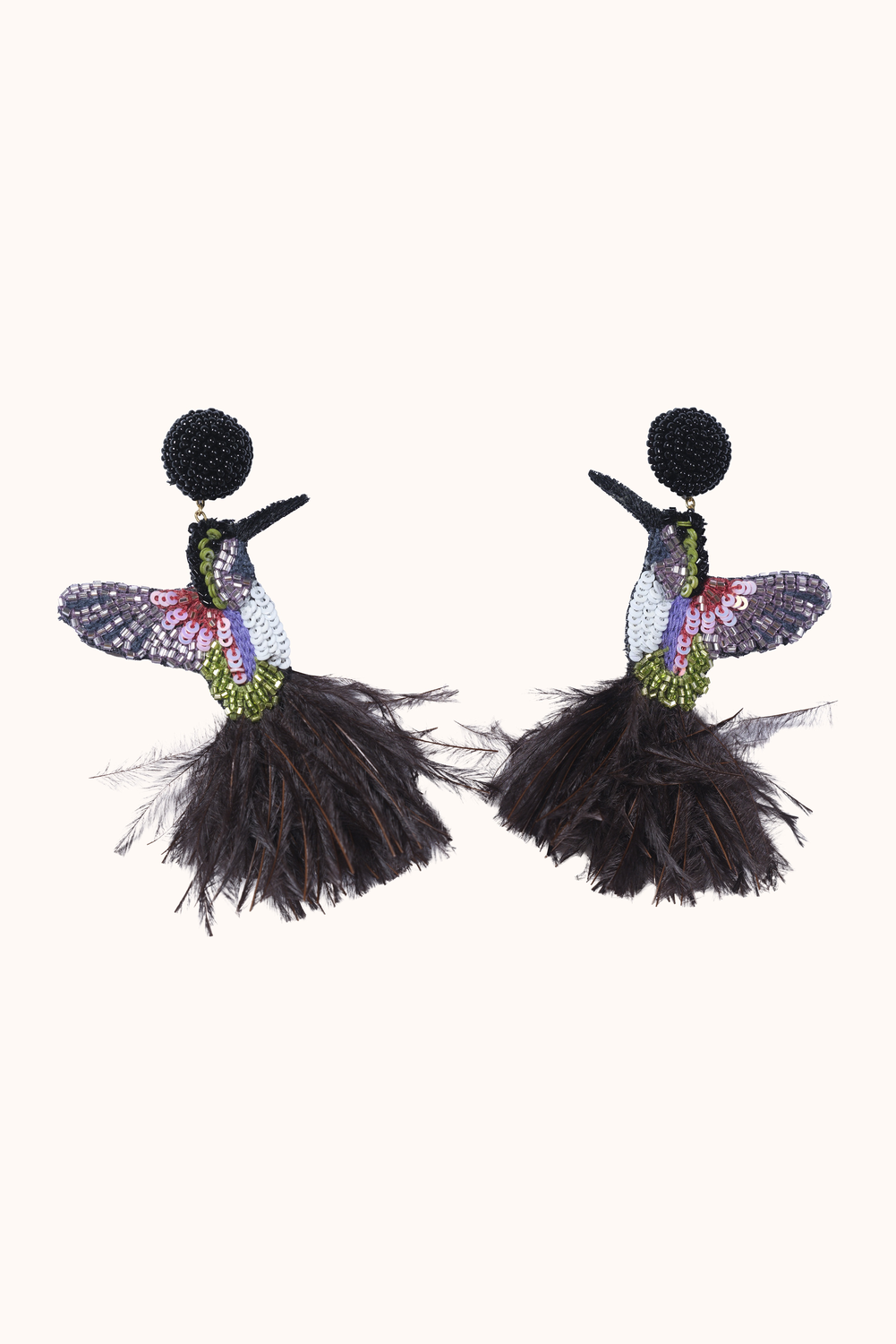 Hummingbird Embroidered Earrings