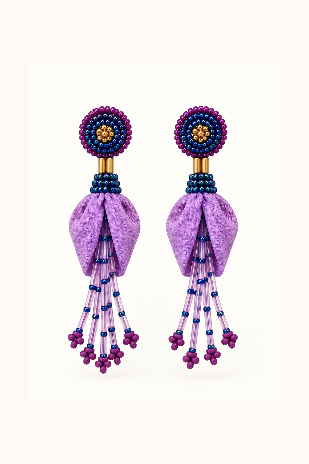 Hyacinth Beaded Bloom Earrings, Fena P’hool