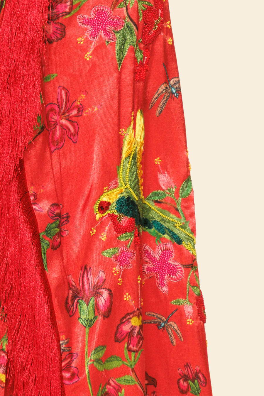 Maya embroidered fringe skirt, detail