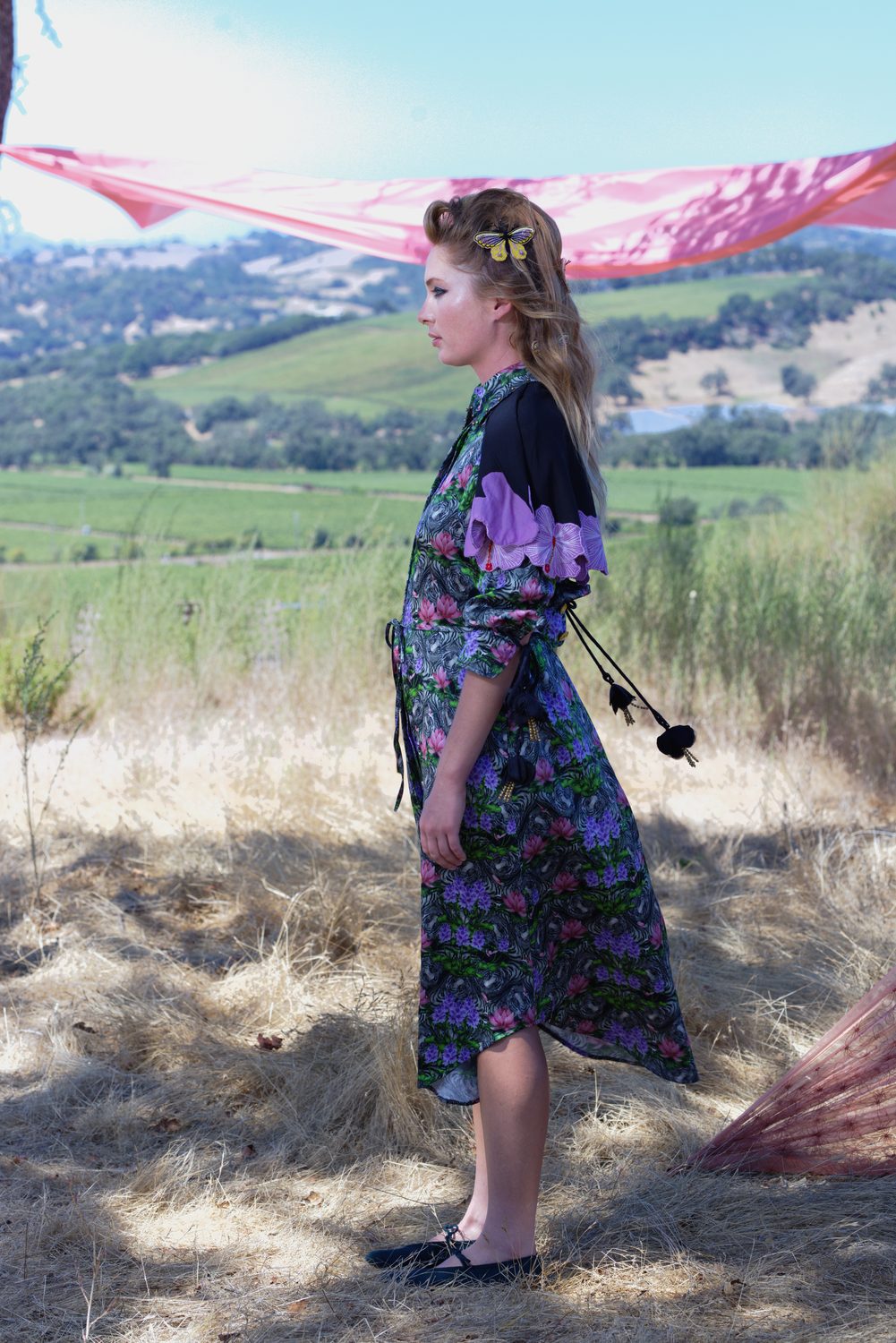 Lotus, Water Hyacinth and Tiger Print Midi Shirtdress, Pallava
