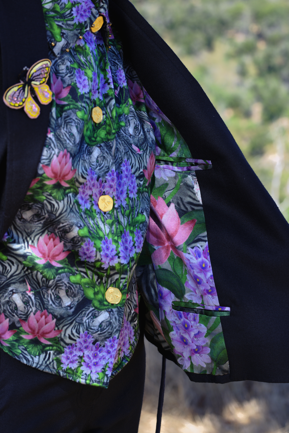 Lotus, Water Hyacinth and Tiger Printed Blouse, Pallava