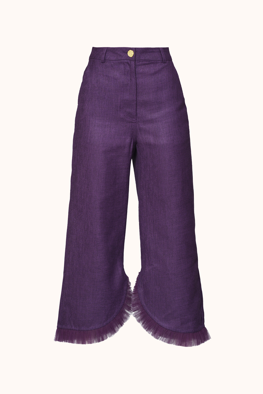 Plum Linen Pant Asymmetrical, Vilasa