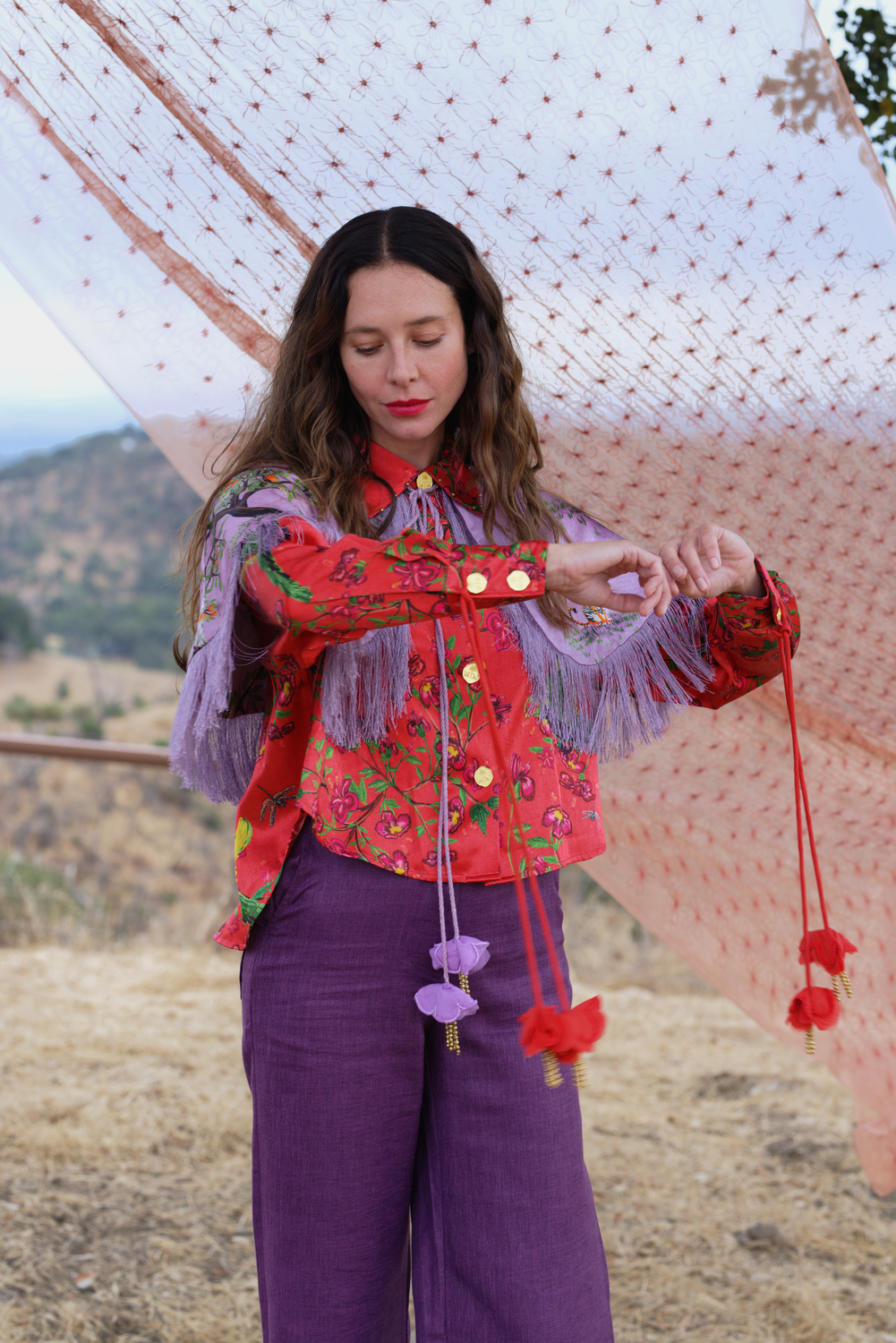 Plum Linen Pant Asymmetrical, Vilasa
