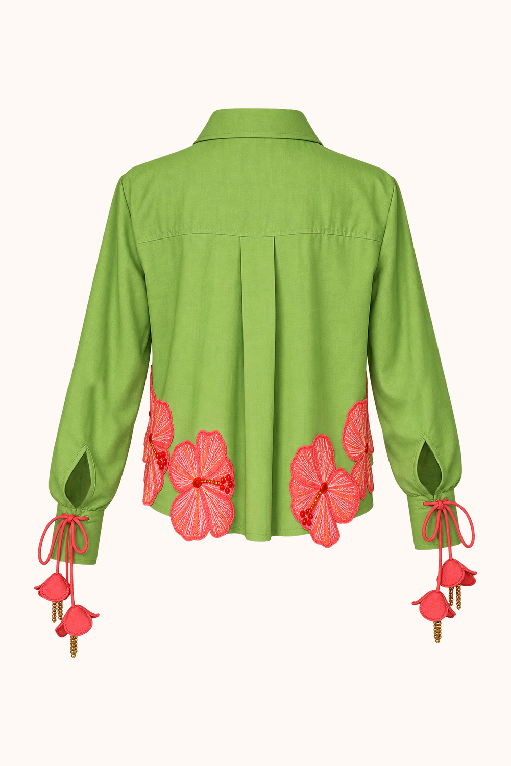 Prana Bloom Green Embroidered Linen Shirt, back