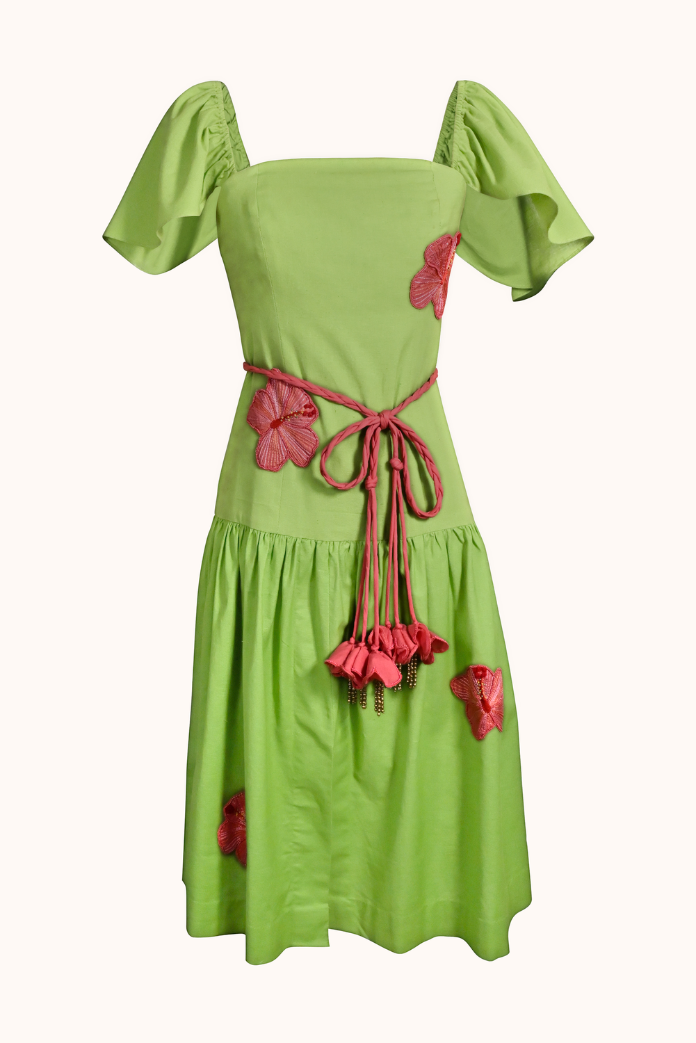 Prana Bloom Green Linen Midi Dress, front