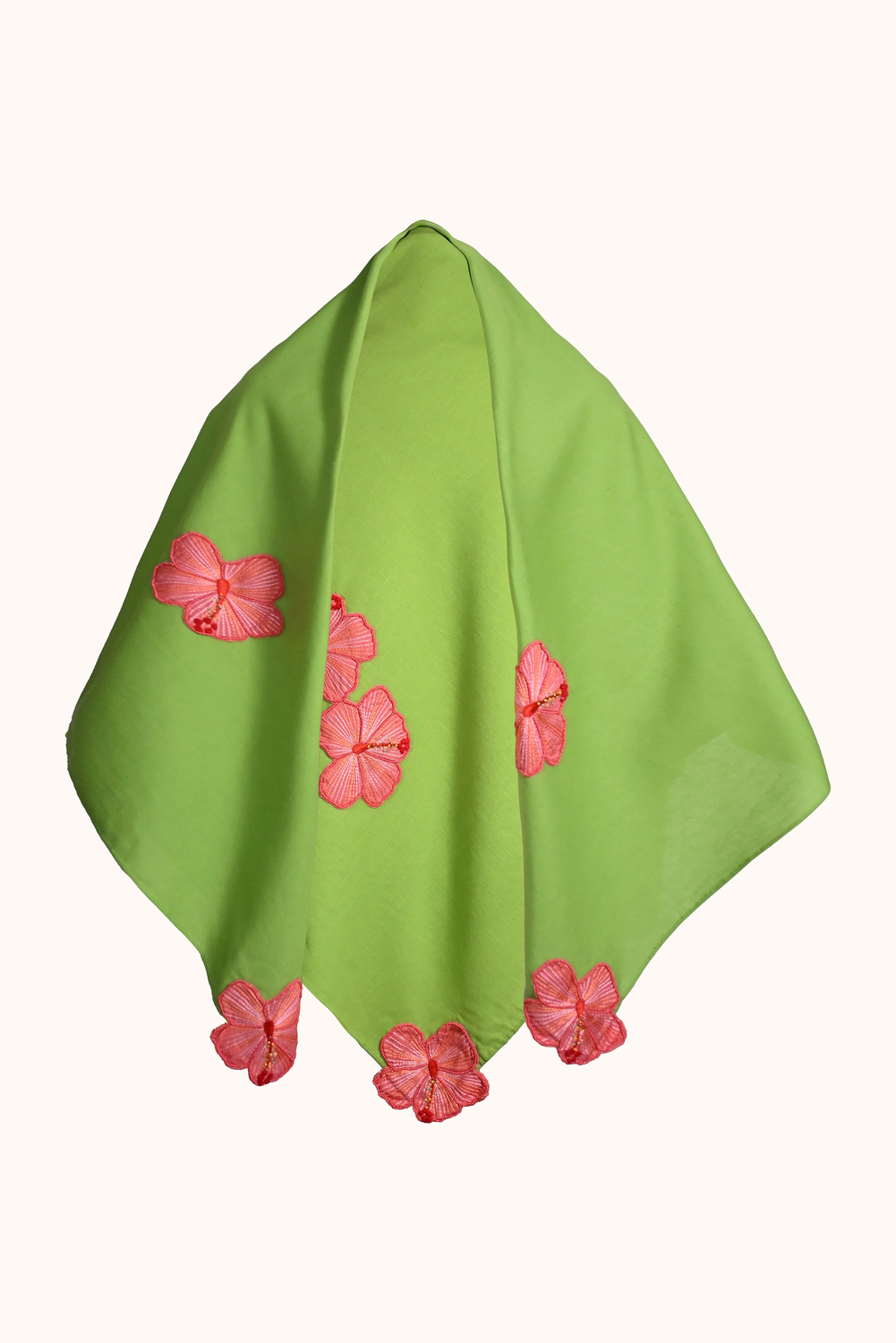 Prana Bloom Green Linen Wrap Scarf, front
