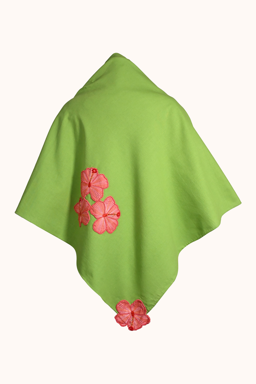 Prana Bloom Green Linen Wrap Scarf, draped