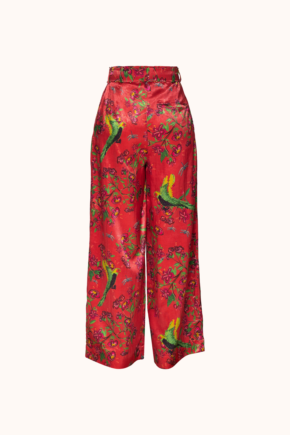 Red Pleated Wide-Leg Pants Maya