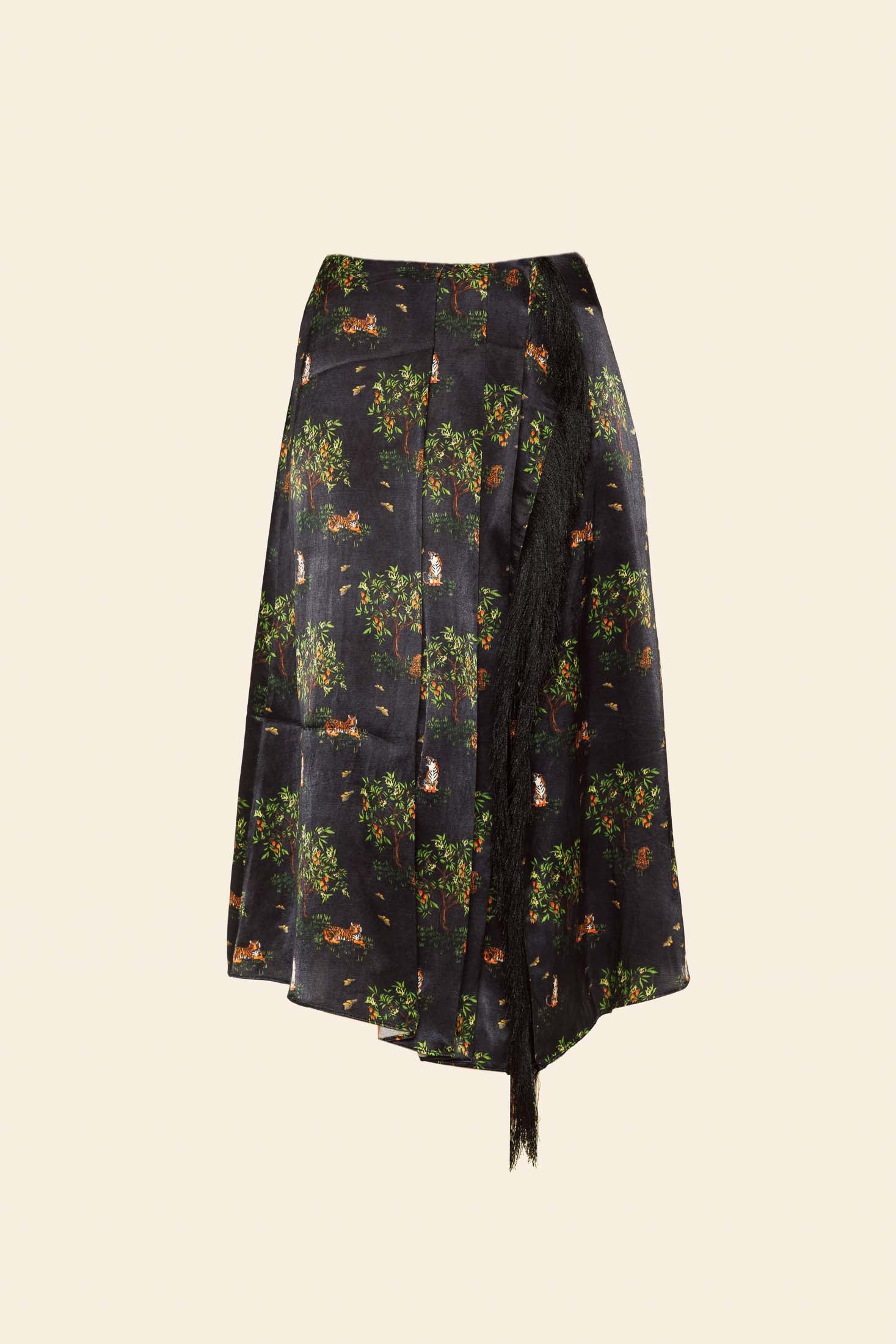 Floral patterned skirt on a beige background