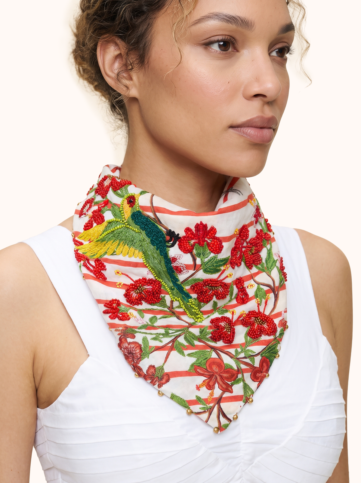 The Maya Striped Embroidered Handkerchief