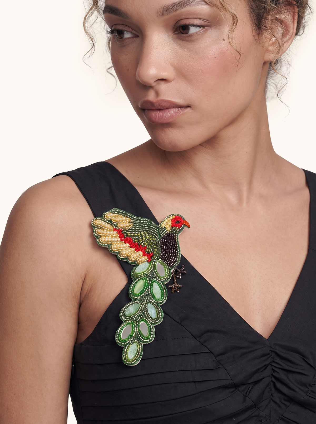 The Maya Parakeet Embroidered Brooch