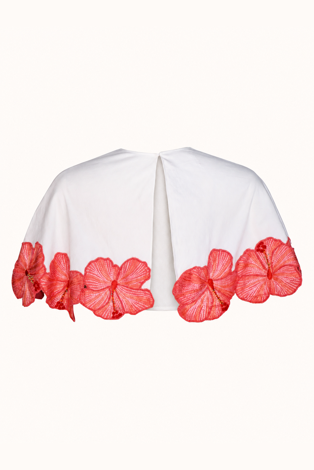 Ashaki Prana Bloom White Embroidered Cape - ghost mannequin back