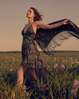 The Black Shanti Tiger Backless Fringe Dress