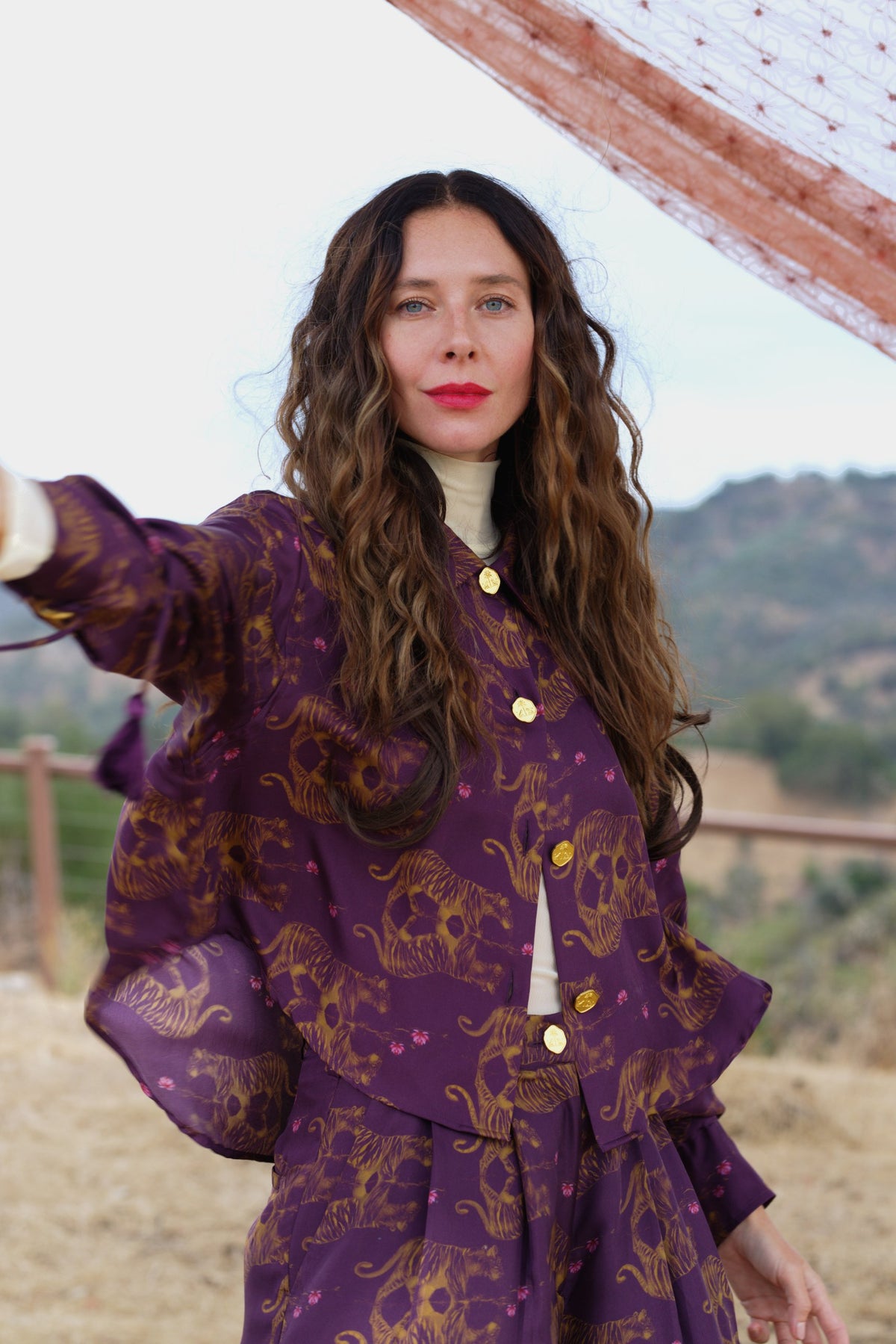 The Tarala print shirt on model