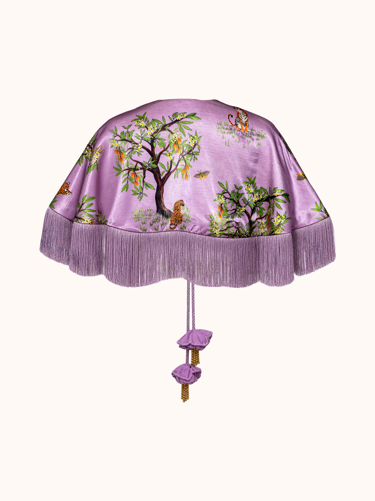 Ashaki Lilac Shanti Tiger Fringe Cape - ghost mannequin back