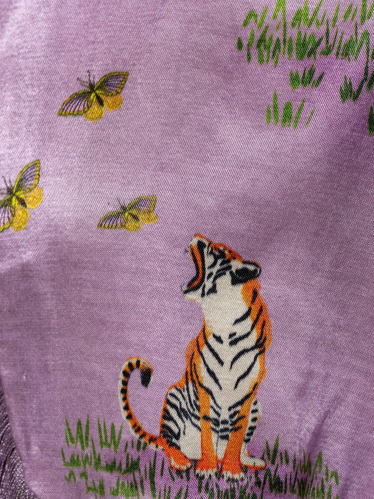 Ashaki Lilac Shanti Tiger Fringe Cape - ghost mannequin detail