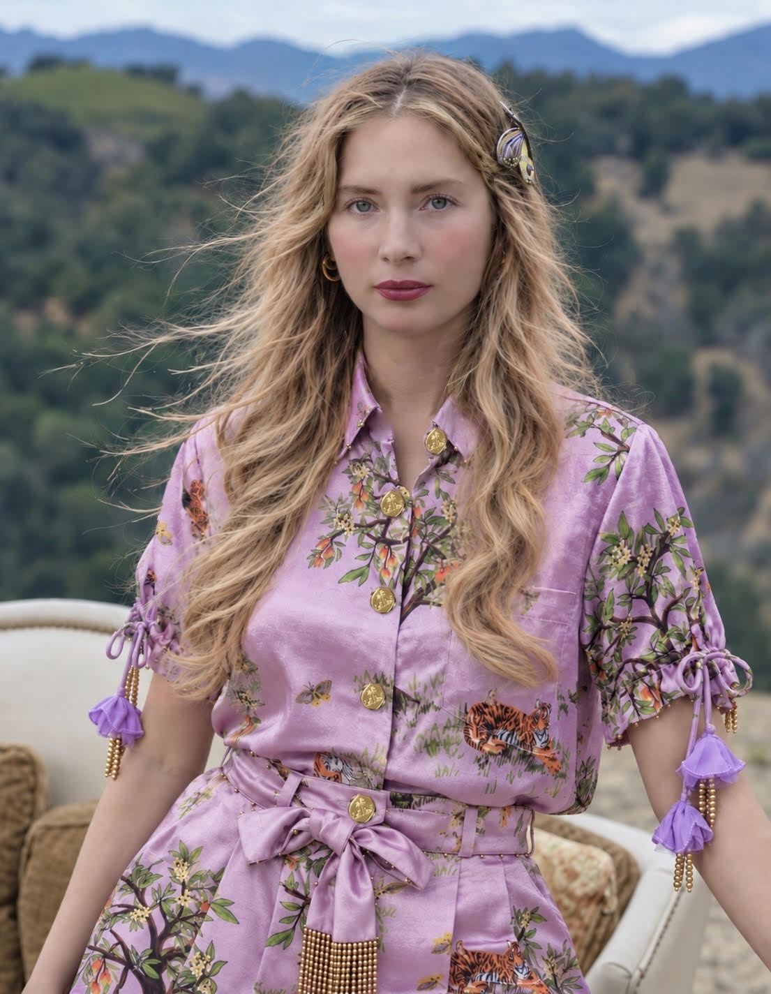 Shanti Tiger Lilac Relaxed Blouse