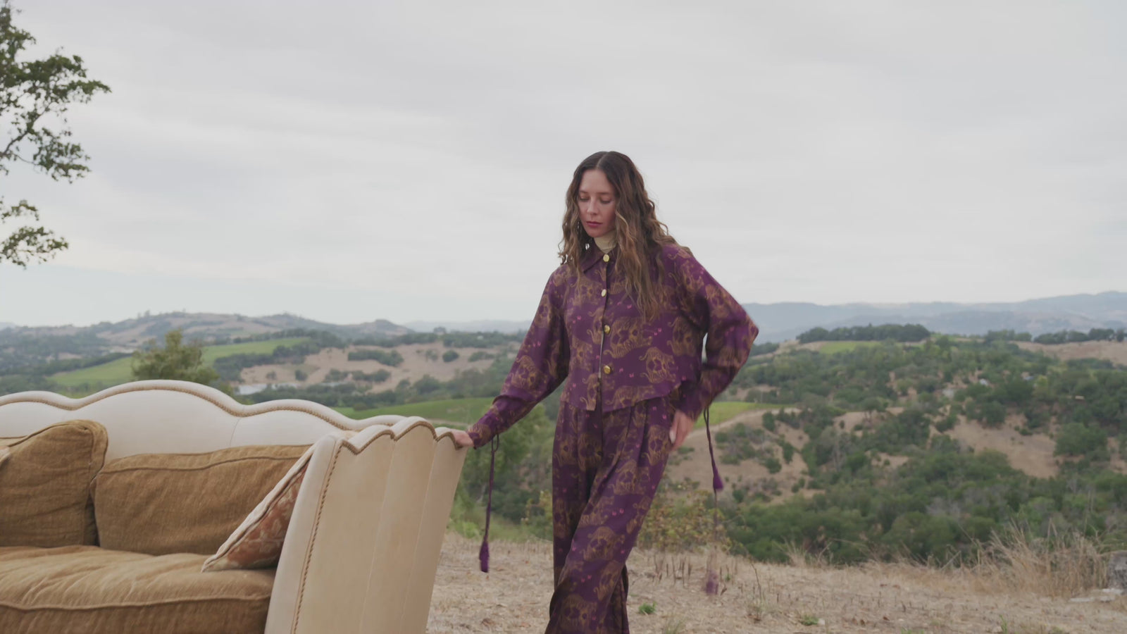 Still Water Tiger Printed Silk Pleat Front Pant, product video
