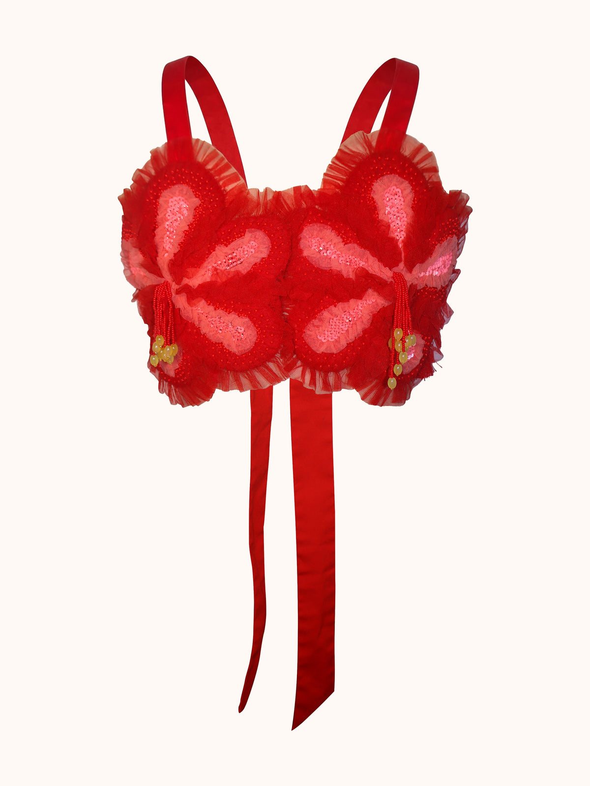 Ashaki The Maya Hibiscus Bra Top - ghost mannequin front