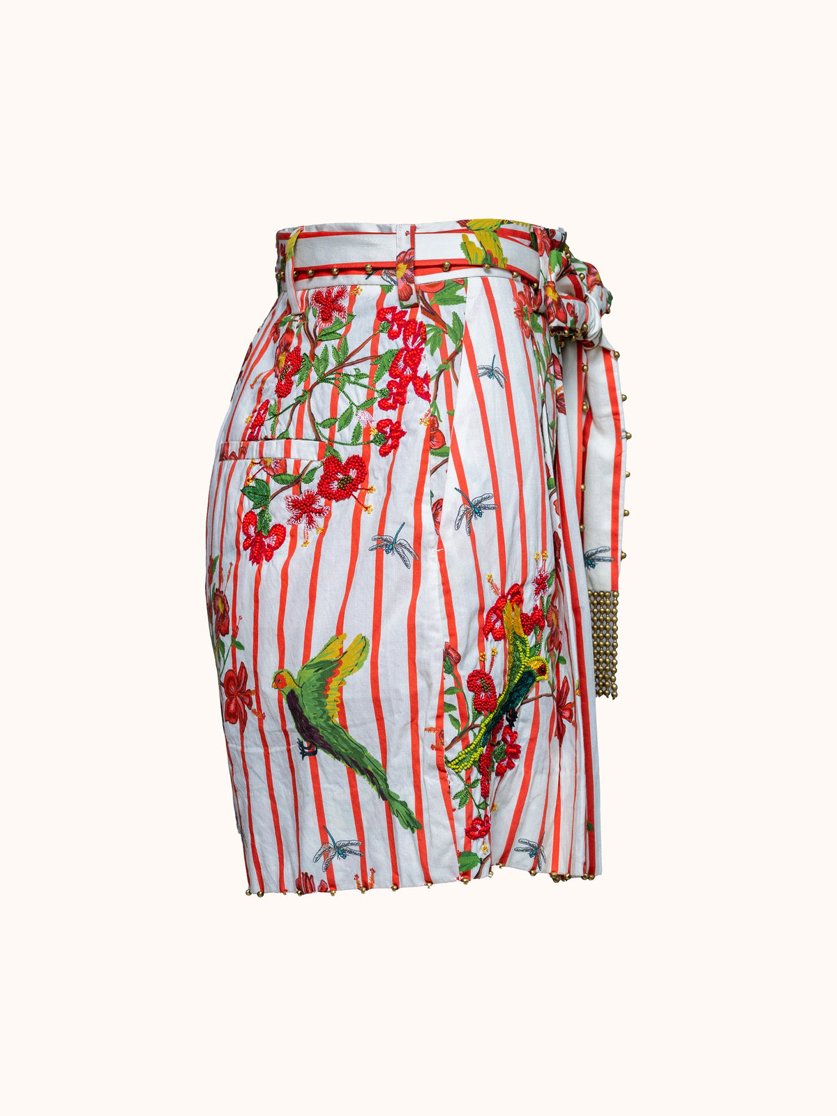 Ashaki The Maya Striped Cotton Short - ghost mannequin side