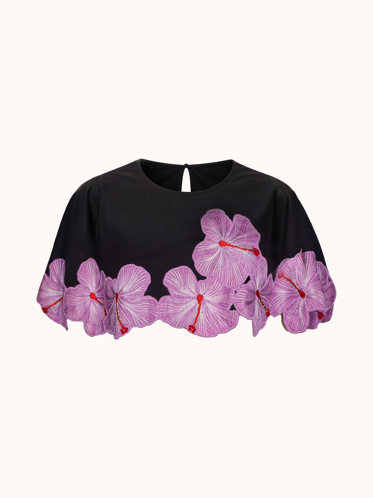 Ashaki The Prana Bloom Black Cotton Cape - ghost mannequin front
