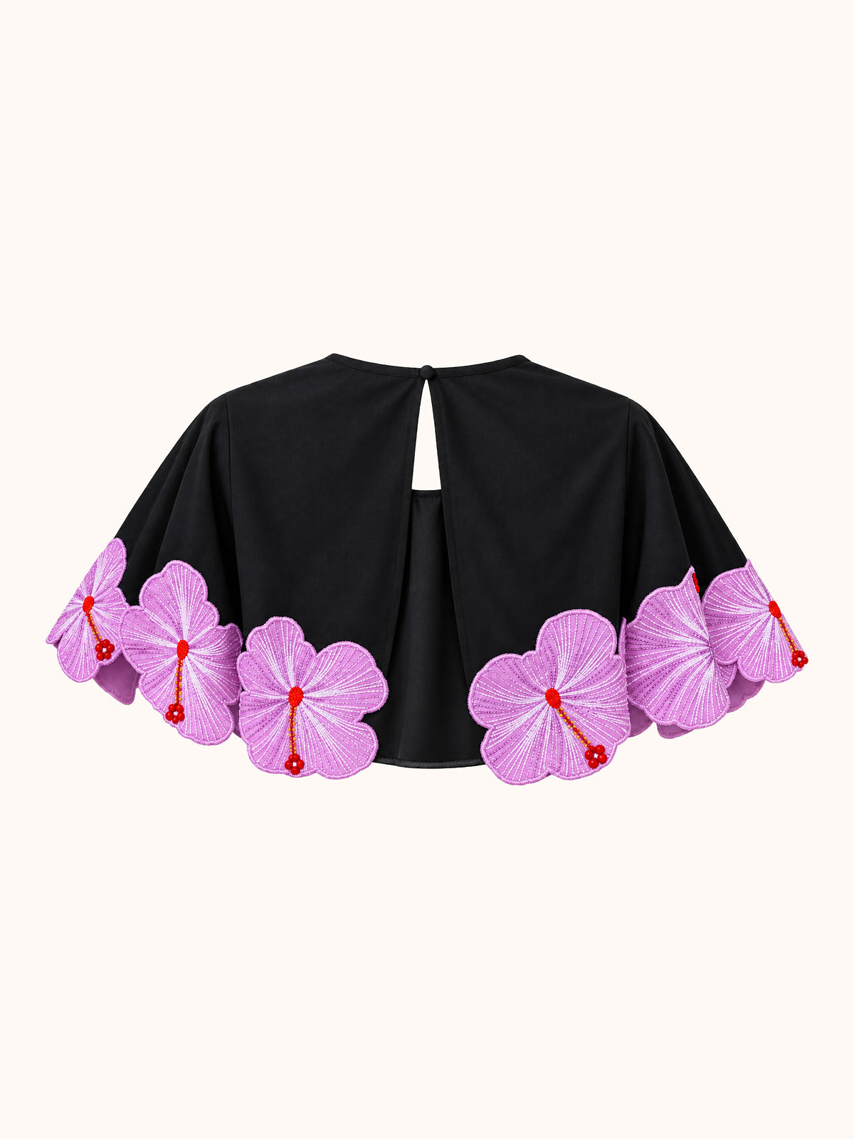 Ashaki The Prana Bloom Black Cotton Cape - ghost mannequin back
